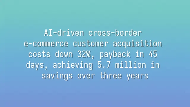 AI-driven cross-border e-commerce customer acquisition costs down 32%, payback in 45 days, achieving 5.7 million in savings over three years