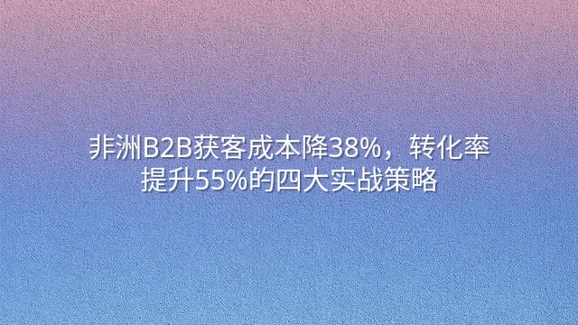 非洲B2B获客成本降38%，转化率提升55%的四大实战策略