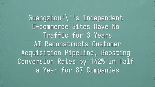 Guangzhou's Independent E-commerce Sites Have No Traffic for 3 Years? AI Reconstructs Customer Acquisition Pipeline, Boosting Conversion Rates by 142% in Half a Year for 87 Companies