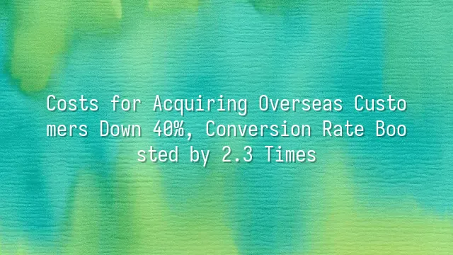 Costs for Acquiring Overseas Customers Down 40%, Conversion Rate Boosted by 2.3 Times