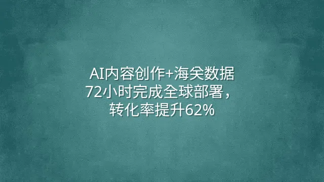 AI内容创作+海关数据：72小时完成全球部署，转化率提升62%