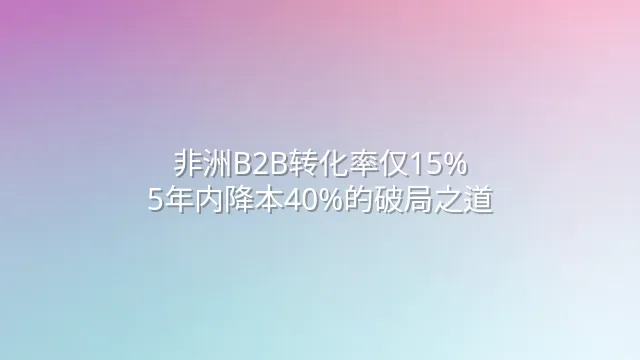 非洲B2B转化率仅15%？5年内降本40%的破局之道