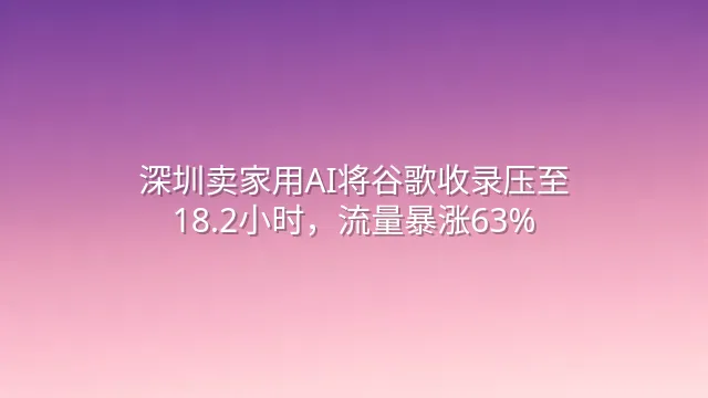 深圳卖家用AI将谷歌收录压至18.2小时，流量暴涨63%
