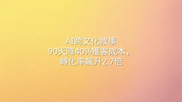 AI跨文化敘事：90天降40%獲客成本，轉化率飆升2.7倍