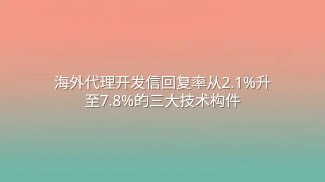 海外代理开发信回复率从2.1%升至7.8%的三大技术构件