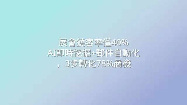 展會獲客率僅40%？AI即時挖掘+郵件自動化，3步轉化78%商機