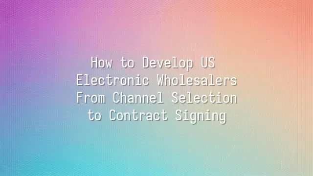 How to Develop US Electronic Wholesalers: From Channel Selection to Contract Signing