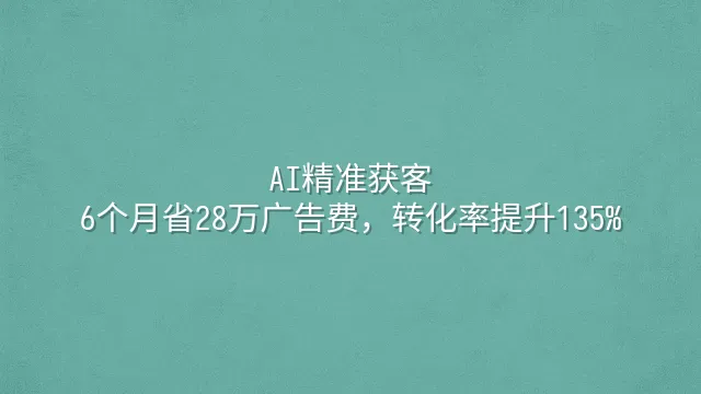 AI精准获客：6个月省28万广告费，转化率提升135%