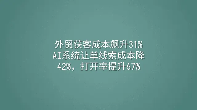 外贸获客成本飙升31%？AI系统让单线索成本降42%，打开率提升67%