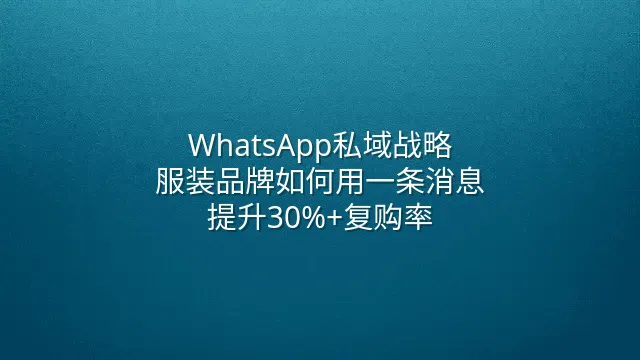WhatsApp私域战略：服装品牌如何用一条消息提升30%+复购率