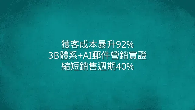 獲客成本暴升92%？3B體系+AI郵件營銷實證縮短銷售週期40%
