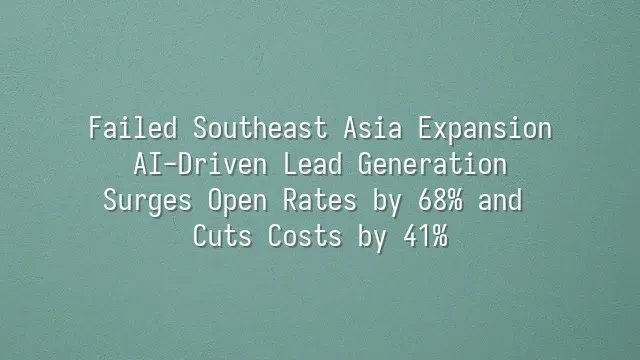 Failed Southeast Asia Expansion? AI-Driven Lead Generation Surges Open Rates by 68% and Cuts Costs by 41%
