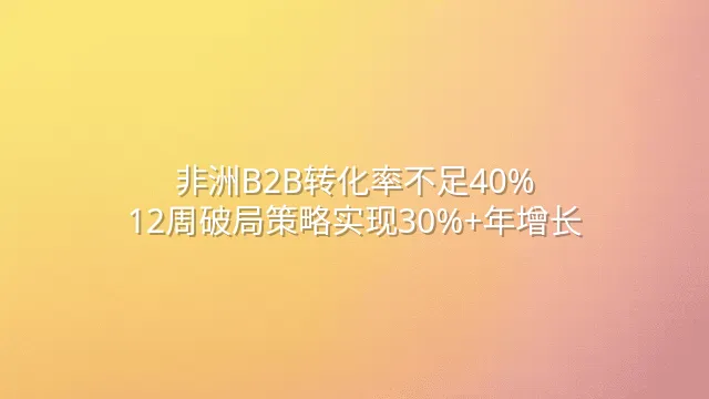 非洲B2B转化率不足40%？12周破局策略实现30%+年增长