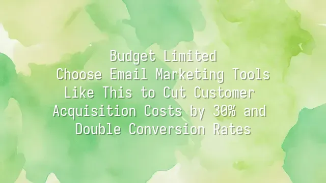 Budget Limited? Choose Email Marketing Tools Like This to Cut Customer Acquisition Costs by 30% and Double Conversion Rates