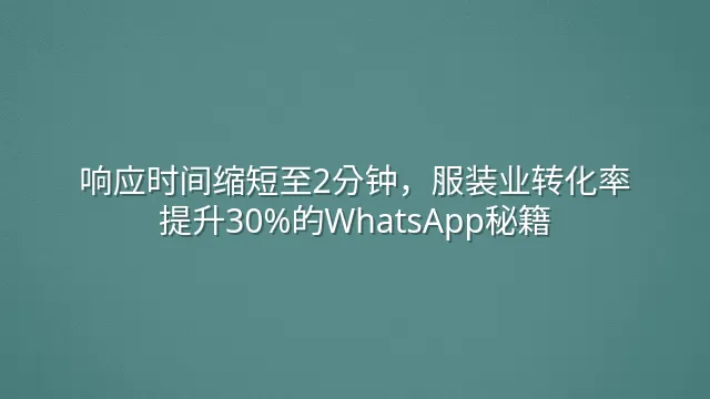 响应时间缩短至2分钟，服装业转化率提升30%的WhatsApp秘籍