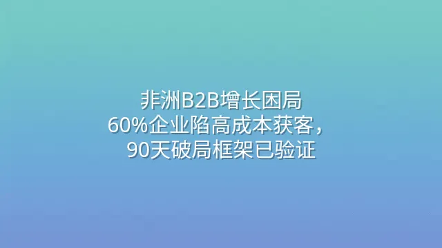 非洲B2B增长困局：60%企业陷高成本获客，90天破局框架已验证