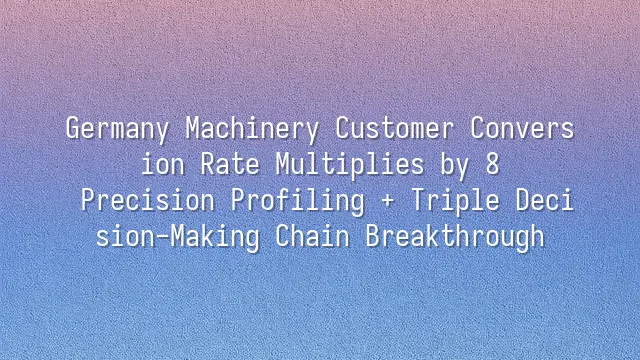 Germany Machinery Customer Conversion Rate Multiplies by 8: Precision Profiling + Triple Decision-Making Chain Breakthrough