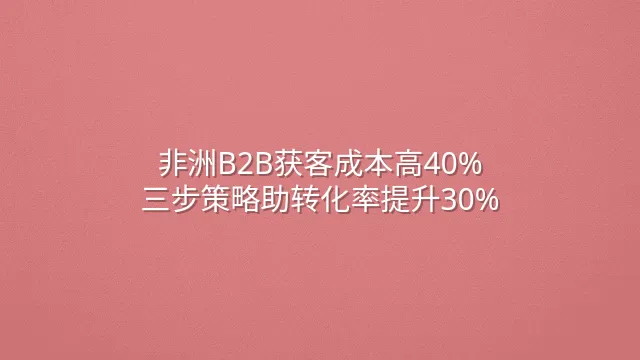 非洲B2B获客成本高40%？三步策略助转化率提升30%