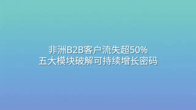 非洲B2B客户流失超50%？五大模块破解可持续增长密码