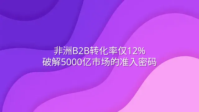 非洲B2B转化率仅12%？破解5000亿市场的准入密码