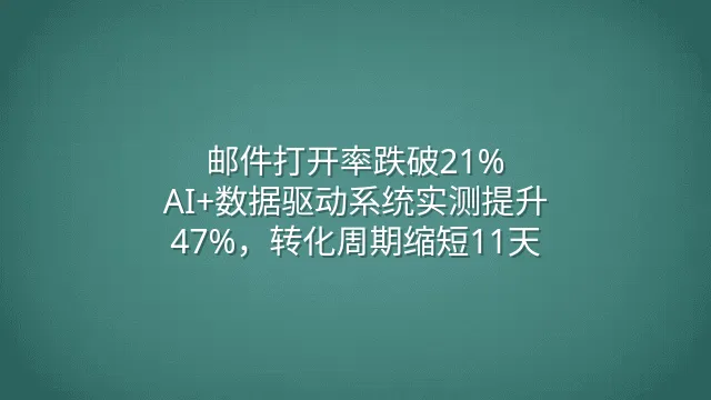 邮件打开率跌破21%？AI+数据驱动系统实测提升47%，转化周期缩短11天