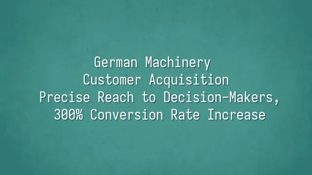 German Machinery Customer Acquisition: Precise Reach to Decision-Makers, 300% Conversion Rate Increase