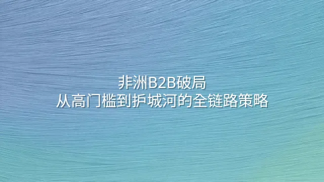 非洲B2B破局：从高门槛到护城河的全链路策略