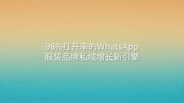 98%打开率的WhatsApp：服装品牌私域增长新引擎