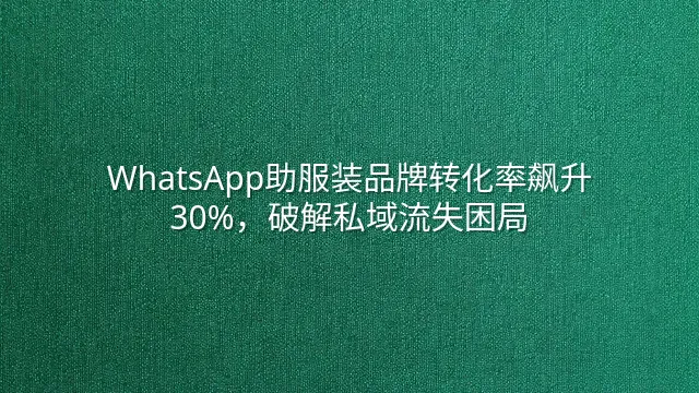 WhatsApp助服装品牌转化率飙升30%，破解私域流失困局