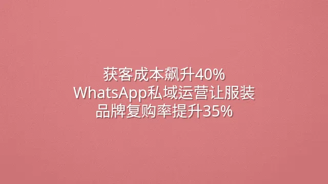 获客成本飙升40%？WhatsApp私域运营让服装品牌复购率提升35%
