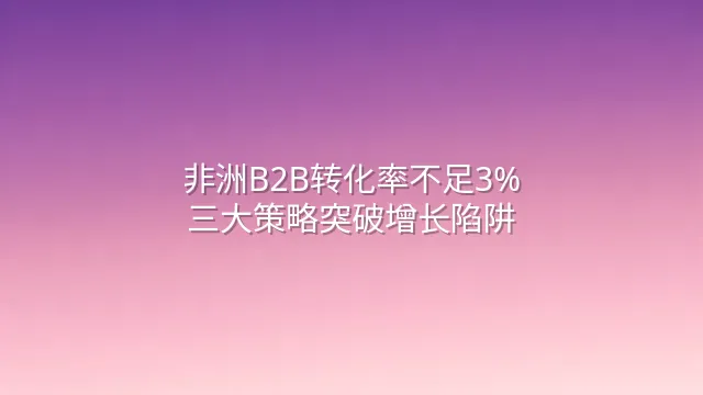 非洲B2B转化率不足3%？三大策略突破增长陷阱