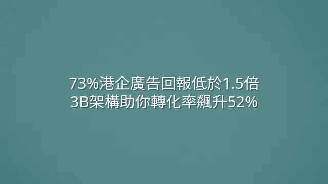 73%港企廣告回報低於1.5倍？3B架構助你轉化率飆升52%