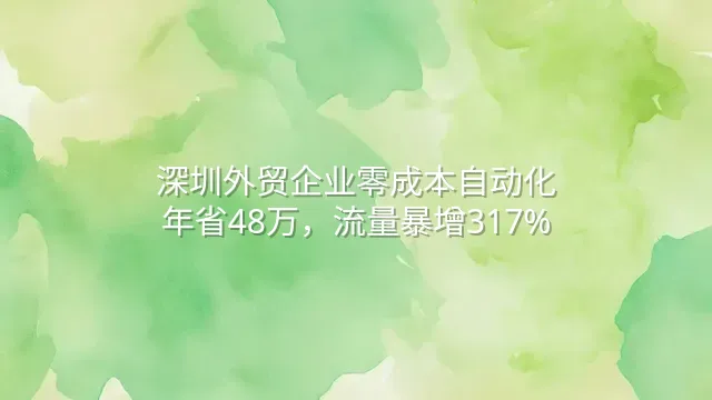 深圳外贸企业零成本自动化：年省48万，流量暴增317%