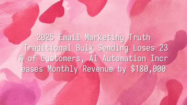 2025 Email Marketing Truth: Traditional Bulk Sending Loses 23% of Customers, AI Automation Increases Monthly Revenue by $180,000