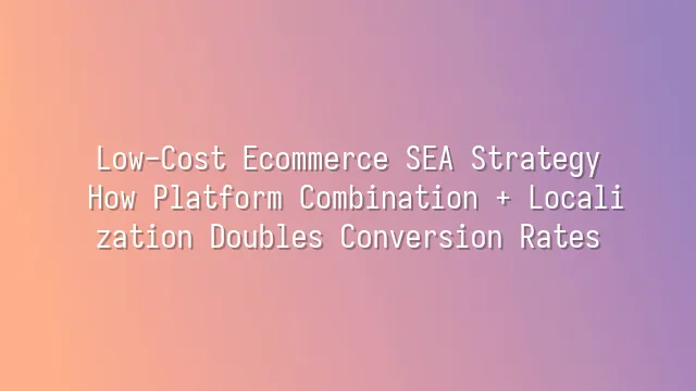 Low-Cost Ecommerce SEA Strategy: How Platform Combination + Localization Doubles Conversion Rates