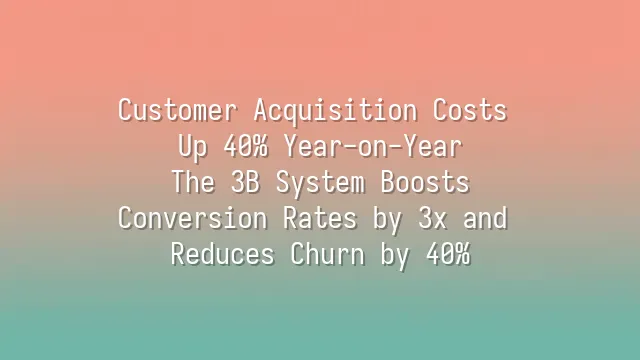 Customer Acquisition Costs Up 40% Year-on-Year? The 3B System Boosts Conversion Rates by 3x and Reduces Churn by 40%