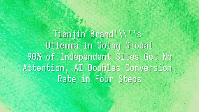 Tianjin Brand's Dilemma in Going Global: 90% of Independent Sites Get No Attention, AI Doubles Conversion Rate in Four Steps