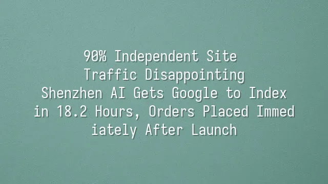 90% Independent Site Traffic Disappointing? Shenzhen AI Gets Google to Index in 18.2 Hours, Orders Placed Immediately After Launch