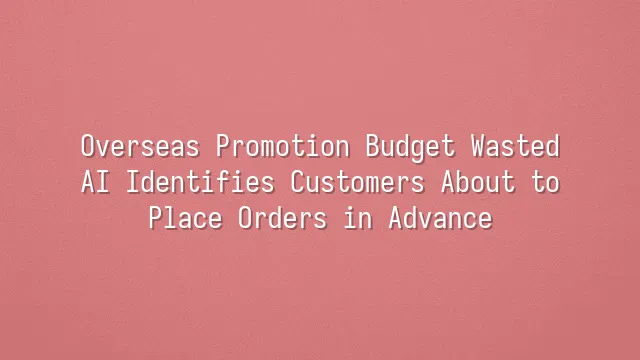 Overseas Promotion Budget Wasted? AI Identifies Customers About to Place Orders in Advance