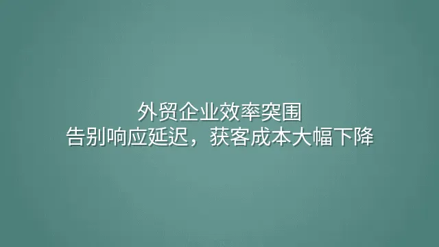 外贸企业效率突围：告别响应延迟，获客成本大幅下降
