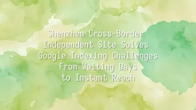 Shenzhen Cross-Border Independent Site Solves Google Indexing Challenges: From Waiting Days to Instant Reach