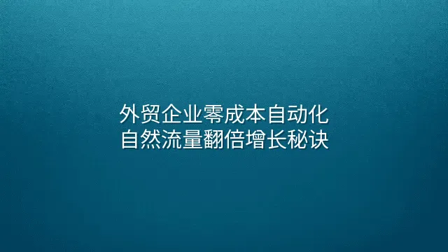 外贸企业零成本自动化：自然流量翻倍增长秘诀