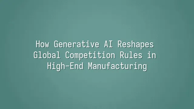 How Generative AI Reshapes Global Competition Rules in High-End Manufacturing