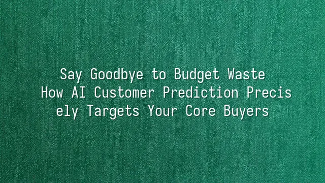 Say Goodbye to Budget Waste: How AI Customer Prediction Precisely Targets Your Core Buyers
