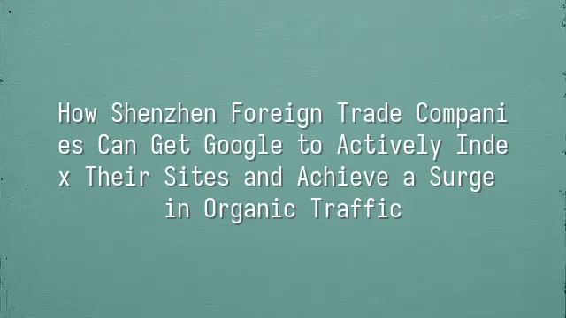 How Shenzhen Foreign Trade Companies Can Get Google to Actively Index Their Sites and Achieve a Surge in Organic Traffic