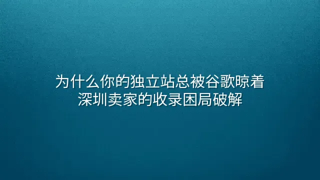 为什么你的独立站总被谷歌晾着？深圳卖家的收录困局破解