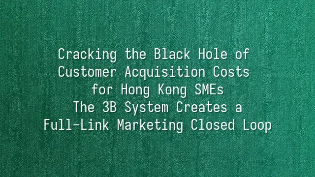 Cracking the Black Hole of Customer Acquisition Costs for Hong Kong SMEs: The 3B System Creates a Full-Link Marketing Closed Loop
