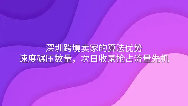 深圳跨境卖家的算法优势：速度碾压数量，次日收录抢占流量先机