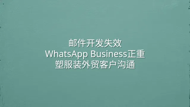 邮件开发失效？WhatsApp Business正重塑服装外贸客户沟通