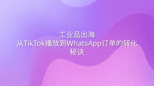 工业品出海：从TikTok播放到WhatsApp订单的转化秘诀